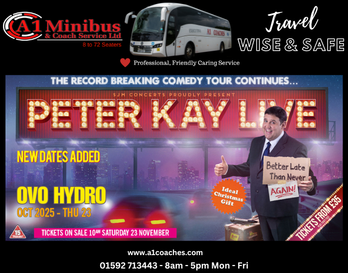 Transport to Peter Kay -  Ovo Hydro Glasgow from Fife